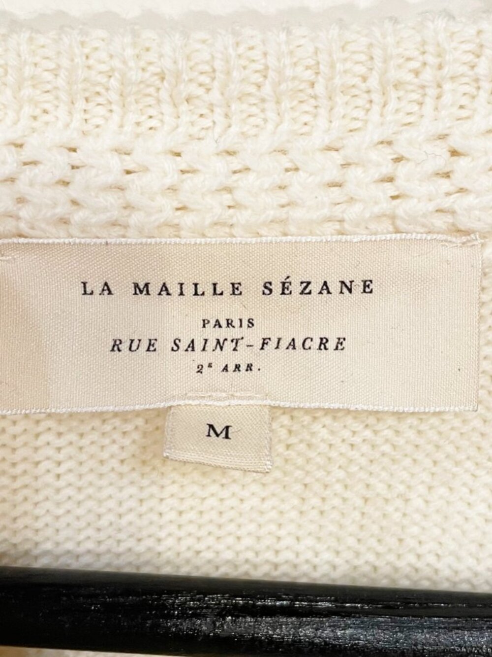 Like New Sezane Bastien 100% Wool Striped Sweater Ecru Navy Medium - Picture 6 of 8